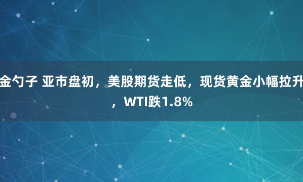 金勺子 亚市盘初，美股期货走低，现货黄金小幅拉升，WTI跌1.8%