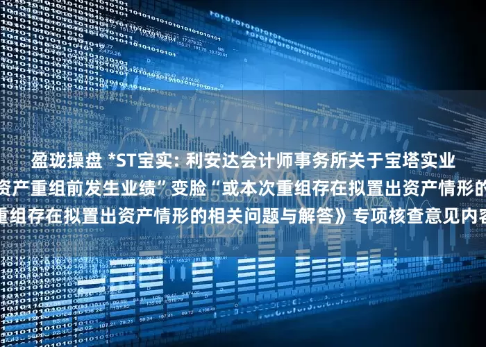 盈珑操盘 *ST宝实: 利安达会计师事务所关于宝塔实业股份有限公司《上市公司重大资产重组前发生业绩”变脸“或本次重组存在拟置出资产情形的相关问题与解答》专项核查意见内容摘要